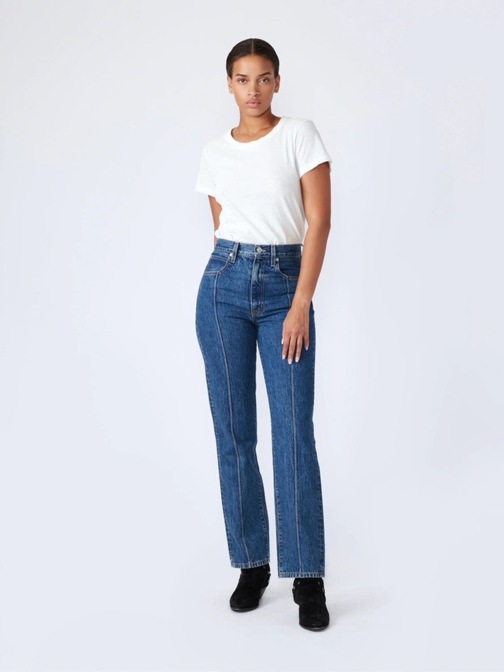 SLVRLAKE 25P London Pintuck Straight Leg Jeans
